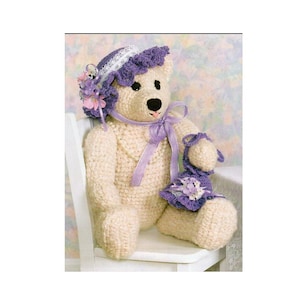 Large Teddy Bear With Purse And Hat Crochet Pattern 20 Inches Tall Bear Crochet Pattern PDF Instant Download