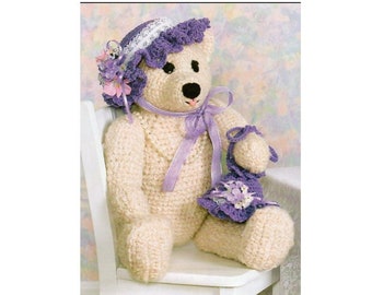 Large Teddy Bear With Purse And Hat Crochet Pattern 20 Inches Tall Bear Crochet Pattern PDF Instant Download