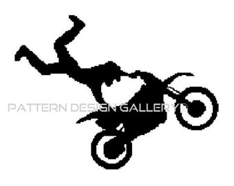 Dirt Bike Motorcycle Graphgan Crochet Pattern  Dirt Bike Rider Graph Afghan Crochet Pattern PDF Instant Download