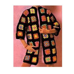 1970s Granny Square Jacket Crochet Pattern 1960s Granny Square Coat Crochet Pattern PDF Instant Download
