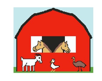 Barn Stable Farm Animals Graphgan Crochet Pattern Horse Goat Duck Graph Afghan Crochet Pattern PDF Instant Download