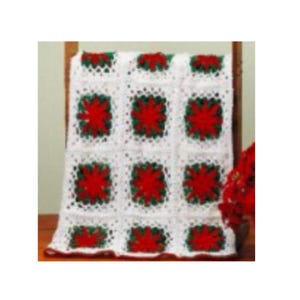 Christmas Poinsettia Granny Square Afghan Crochet Pattern  Christmas Afghan Crochet Pattern PDF Instant Download