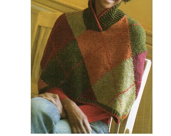 Capelet Poncho Knitting Pattern  Argyle Capelet Knitting Pattern PDF Instant Download