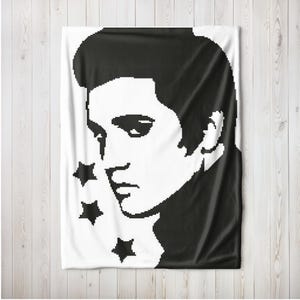 Elvis Presley Graph Afghan Crochet Pattern  Elvis Blanket Graphgan, Row by Row Text plus Color Block Instructions PDF Instant Download