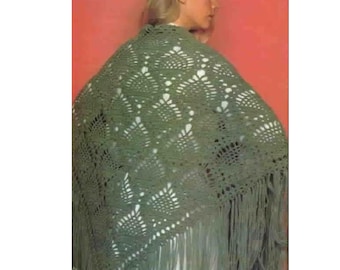 Pineapple Fringe Shawl Crochet Pattern   Cape Poncho Shawl Crochet Pattern PDF Instant Download