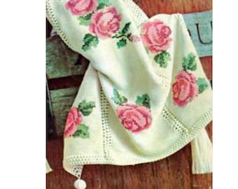Rose Flower Motif Afghan Crochet Pattern Rose Leaf Afghan Crochet Pattern PDF Instant Download