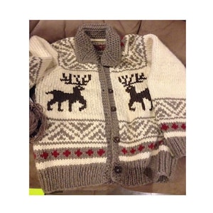 Modello di maglia per giacca con cervo Fair Isle Cowichan Modello di maglia per maglione cardigan islandese PDF Download immediato