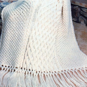 Aran Cable Lattice Afghan Knitting Pattern Cable Fringe Aran Afghan Knitting Pattern PDF Instant Download