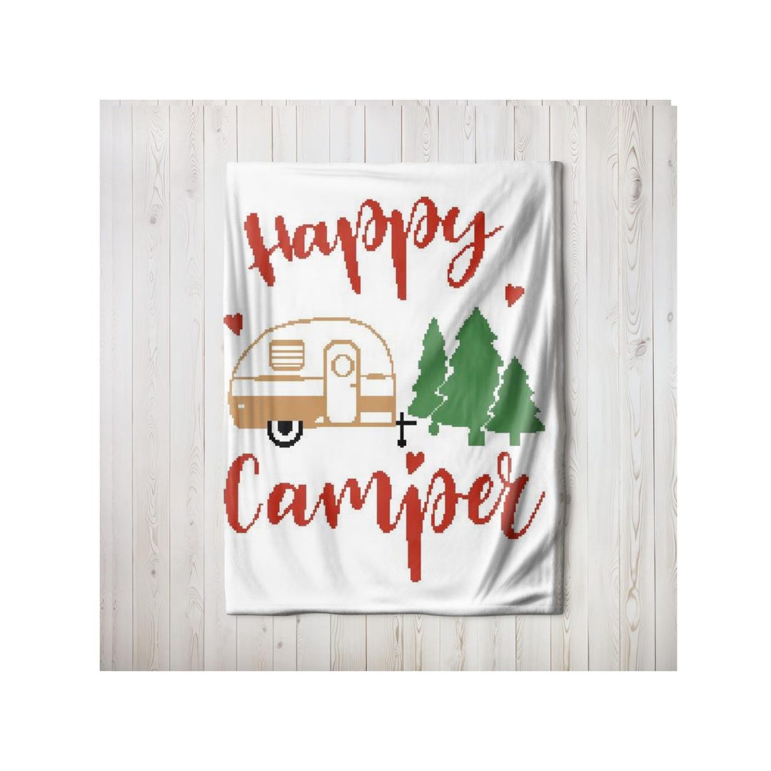Happy Camper Graph Blanket Pattern Camping Graphgan Afghan Crochet ...