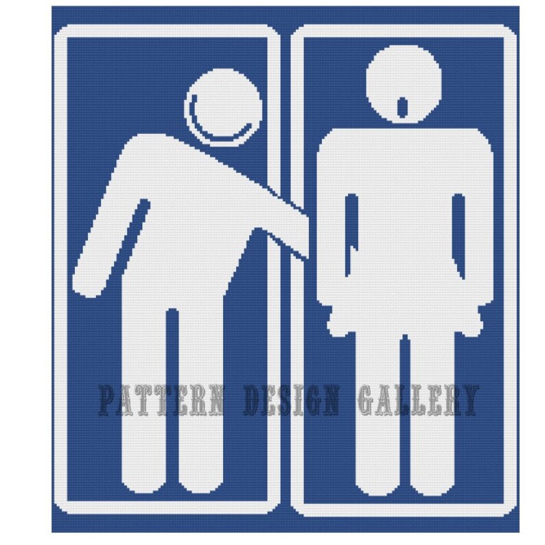 Naughty Man Spanks Woman Graphgan Crochet Pattern Restroom Graph and Written Afghan Crochet Pattern PDF Instant Download