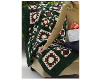 Christmas Granny Square Afghan Crochet Pattern  Christmas Afghan Crochet Pattern PDF Instant Download