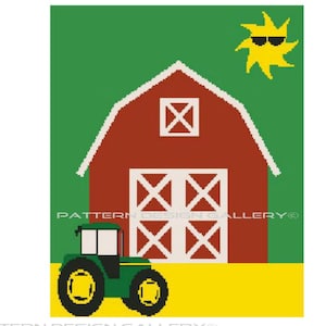 Tractor on the Farm Afghan Graph Crochet Pattern Tractor Barn Sun Graphgan Crochet Pattern PDF Instant Download