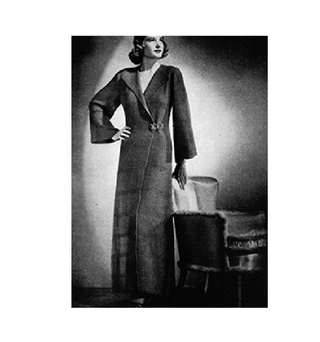 Vintage Long Dressing Gown Knitting Pattern Long Robe Knitting Pattern