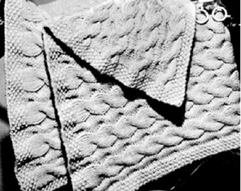 Reversible Cable Afghan Knitting Pattern  Vintage Reverse Cable Afghan Knitting Pattern PDF Instant Download