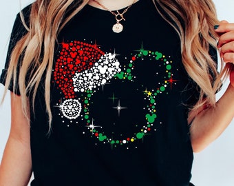 CLEARANCE - Size SMALL Adult Unisex Shirt in BLACK - Mickey Christmas Head