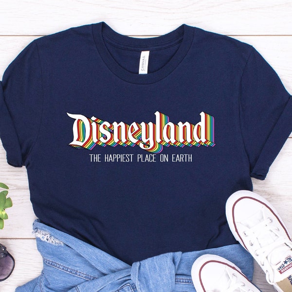 Disneyland The Happiest Place On Earth Shirt, Disneyland Shirt, Disney Colorful Shirt, Kids Disney Shirt, Printed Disney Shirt, Retro Disney