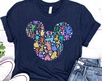NEW Disney Characters Mickey Head, Cute Colorful Disney Shirt, Disney Shirt, Disney Castle Shirt, Retro Shirt, Disney World Shirt