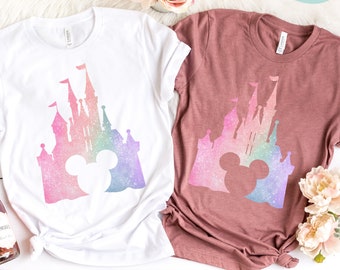 Faux Glitter Watercolor Castle Disney Shirt, Disney Castle Shirt, Disneyland Shirt, Disney World Shirt, Kids Disney Shirt, Disney Shirt