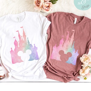 Faux Glitter Watercolor Castle Disney Shirt, Disney Castle Shirt, Disneyland Shirt, Disney World Shirt, Kids Disney Shirt, Disney Shirt