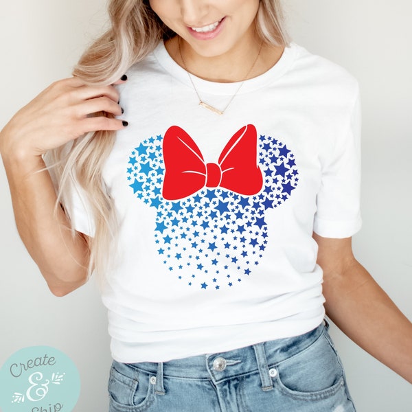 Star Minnie Head 4th Of July Disney Shirt, July 4th Disney Firework Shirt,  Disney Group Shirts, Disney Shirt, Disney Family Shirts