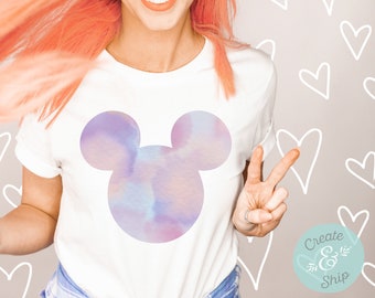 Pastel Watercolor Mickey Disney Shirt, Disney Castle Shirt, Disneyland Shirt, Disney World Shirt, Kids Disney Shirt, Disney Shirt