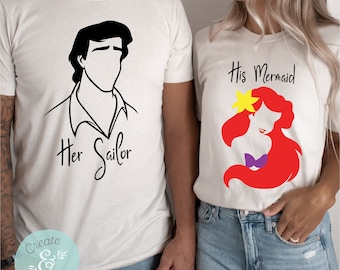 Little mermaid couple shirts hotsell