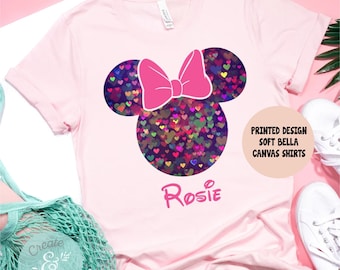 Bokeh Heart Minnie Disney Personalized Shirt, Minnie Name Shirt, Colorful Disney Shirt, Custom Disney Shirt, Disney Family Shirts, Disney