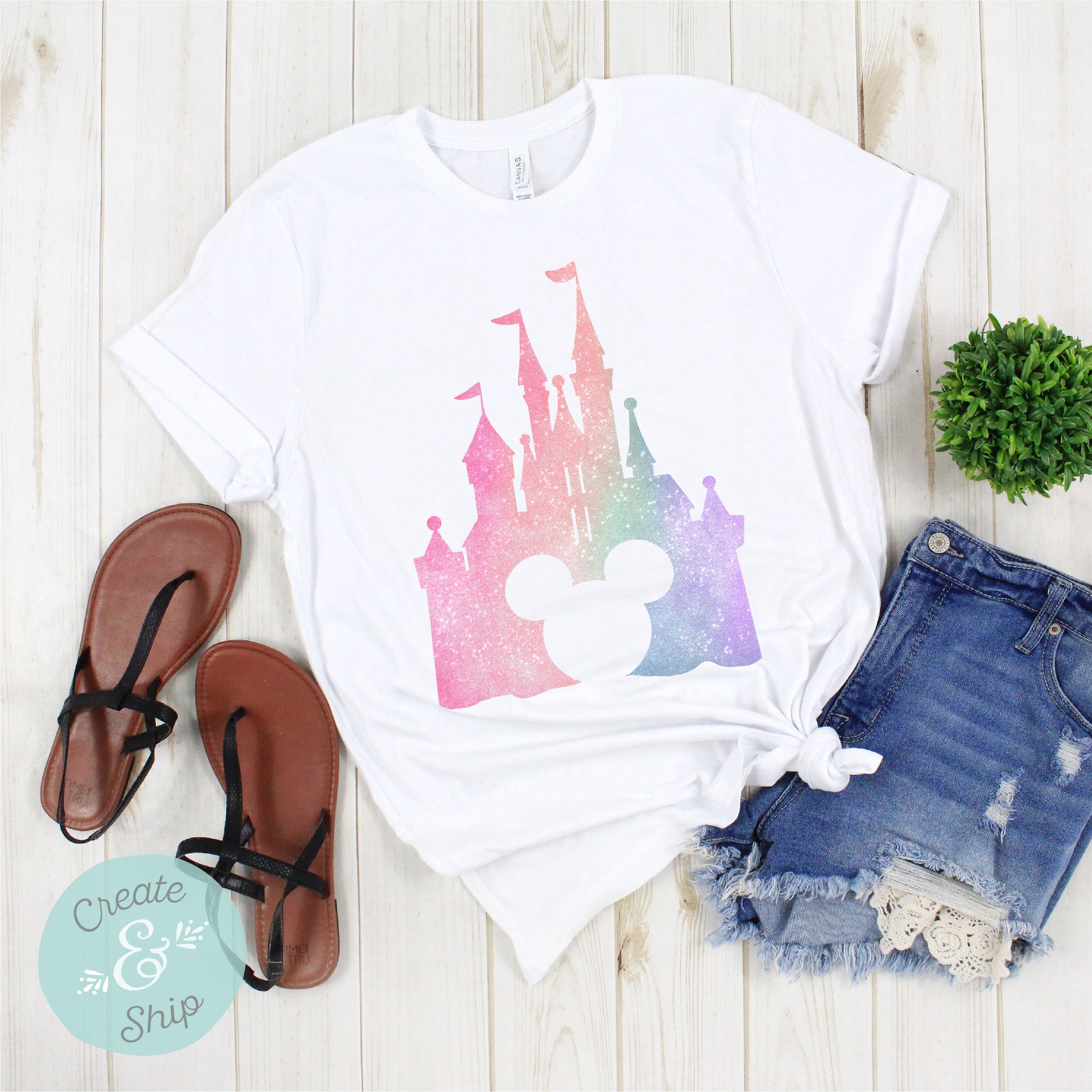 Discover Watercolor Castle Disney T-Shirt