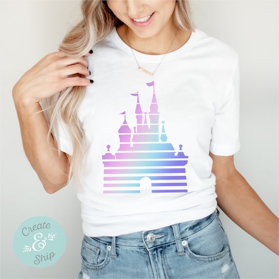 Ombre Pastel Disney Castle Shirt Cute Colorful Disney Shirt - Etsy