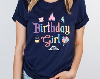 CLEARANCE - Size MEDIUM Adult Unisex Shirt in Navy - Birthday Girl