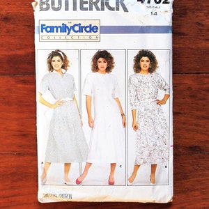 Butterick 4702 - Shirt Dress - Drop Waist - UNCUT - 80s Vintage Sewing Pattern