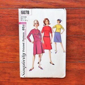 Simplicity 6078 - Drop Waist Dress - Pleats - 60s Vintage Sewing Pattern