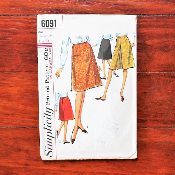 Simplicity 6091 - A Line Skirt - Kick Pleat - 60s Vintage Sewing Pattern
