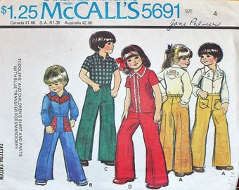 McCalls 5691 - Childrens High Waisted - Patchwork Pants - 70s Vintage Sewing Pattern