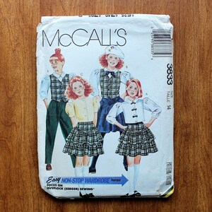 McCalls 3833 - Girls Tiered Skirt - Vest - Blouse - 80s Vintage Sewing Pattern