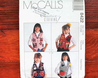 McCalls 8422 - Girls Vest - Appliques - UNCUT - 90s Vintage Sewing Pattern