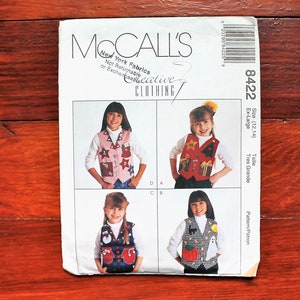 McCalls 8422 - Girls Vest - Appliques - UNCUT - 90s Vintage Sewing Pattern