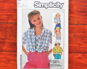 Simplicity 7530 - Girls Button Up Blouse - Tank - Easy To Sew - 80s Vintage Sewing Pattern