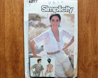 Simplicity 6897 - Lace Blouse - Button Up - UNCUT - 80s Vintage Sewing Pattern