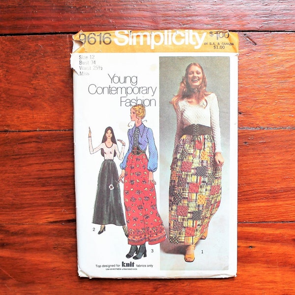 Simplicity 9616 - Hippie Blouse - Maxi Skirt - 70s Vintage Sewing Pattern