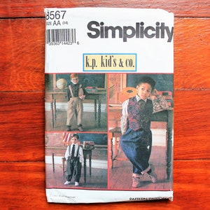 Simplicity 8567 - Boys Suspender Pants - Tie Vest - 90s Vintage Sewing Pattern