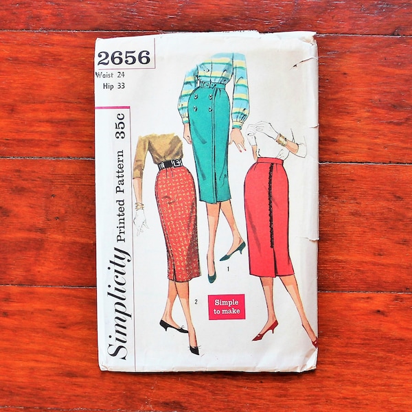 Simplicity 2656 - Wiggle Skirt - Pencil Skirt - Simple To Sew - 50s Vintage Sewing Pattern