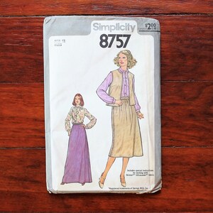 Simplicity 8757 - Maxi Skirt - Vest - Blouse - 70s Vintage Sewing Pattern
