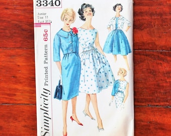 Simplicity 3340 - Party Dress - Full Skirt - Slim Skirt - Jacket - 60s Vintage Sewing Pattern