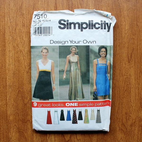 Simplicity 7510 - Design Your Own Dress - Empire Waist - 90s Vintage Sewing Pattern