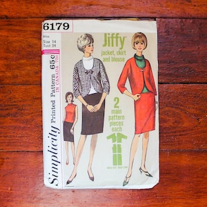 1960s Sewing Pattern: Simplicity 6179 Jacket, Blouse, Skirt - Size 14