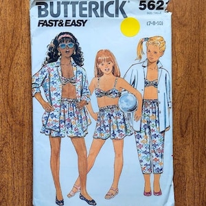 80s Vintage Sewing Pattern: Girls Top, Shorts, Pants - Butterick 5621 UNCUT