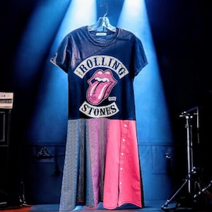 Sukienka z recyklingu - The Rolling Stones - linia A - bawełna - S
