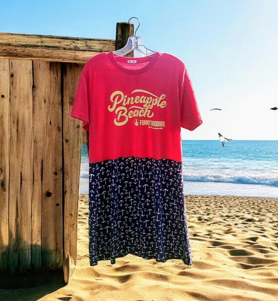 funky beach dresses Upcycled Tee Dress - Pineapple - Buddha - Tunic Dress - M L Primary color:Blush tone bangles and pair NOX Taylor Swift Toasts Her