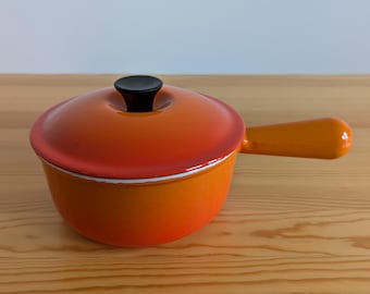 Vintage Le Creuset Orange Enamel Saucepan #16 1Qt.